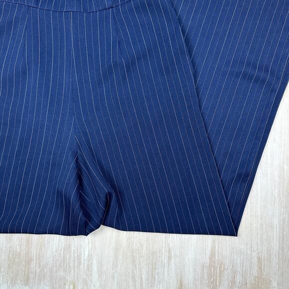 Julia Jordan Navy Pinstripe Twist Halter Business Casual Wide Leg Jumpsuit 12 - Picture 3 of 16